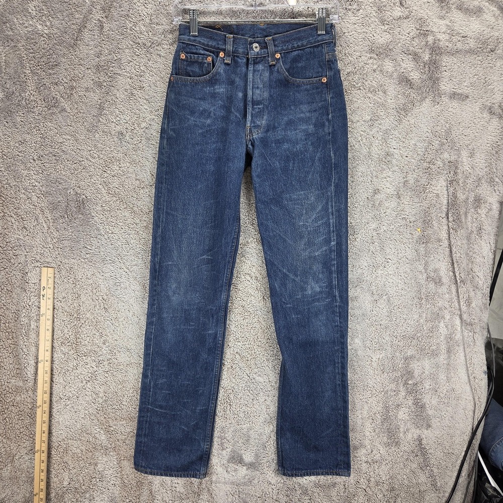Vintage Levis 501 Jeans Womens Blue Valencia 555 Made USA Button Fly Fits 26x32